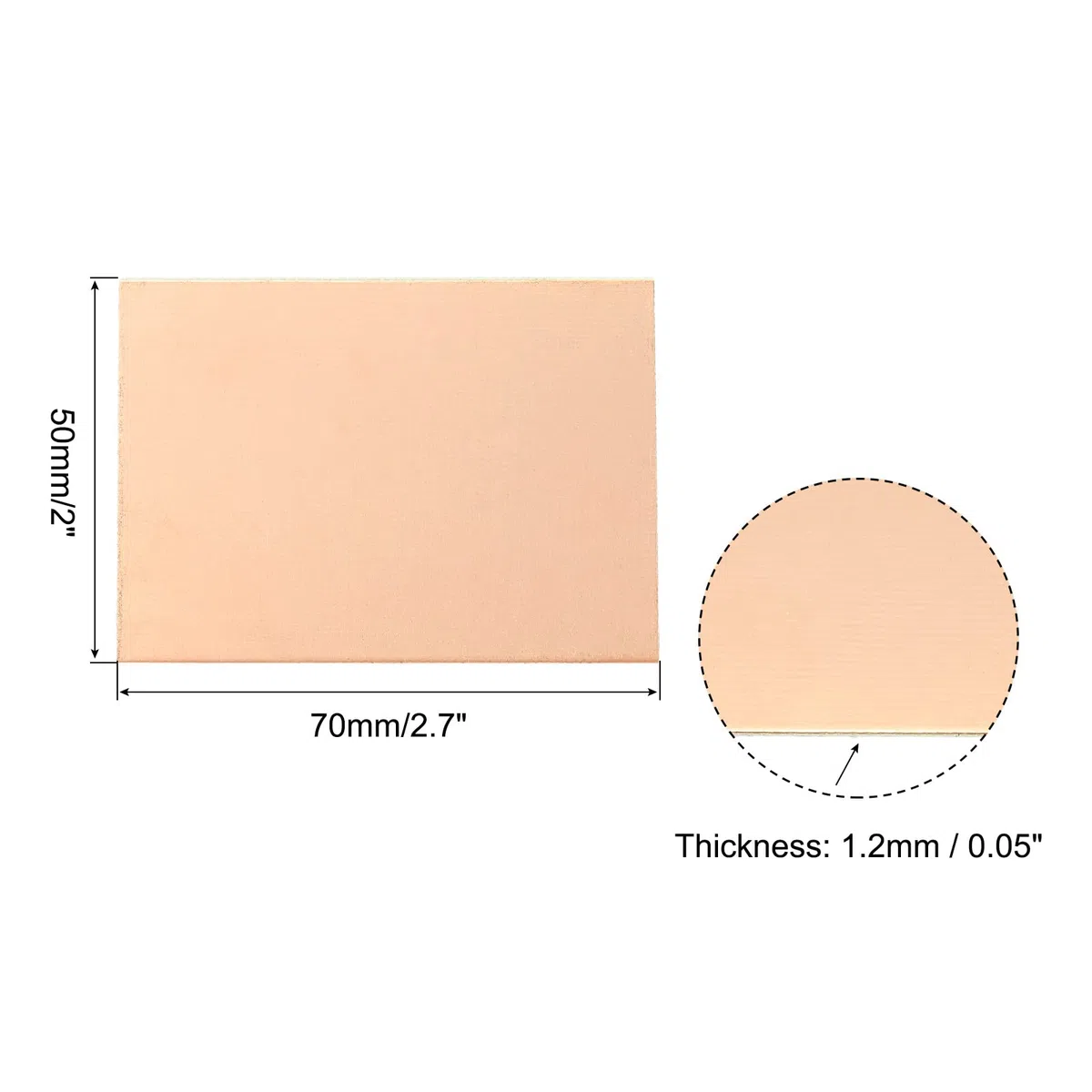 PATIKIL FR4 Laminato Rivestito in Rame a Lato Singolo PCB, 5 Pezzi 70 x 50 x 1,2mm Circuito Prototipo Universale Placcato in Rame