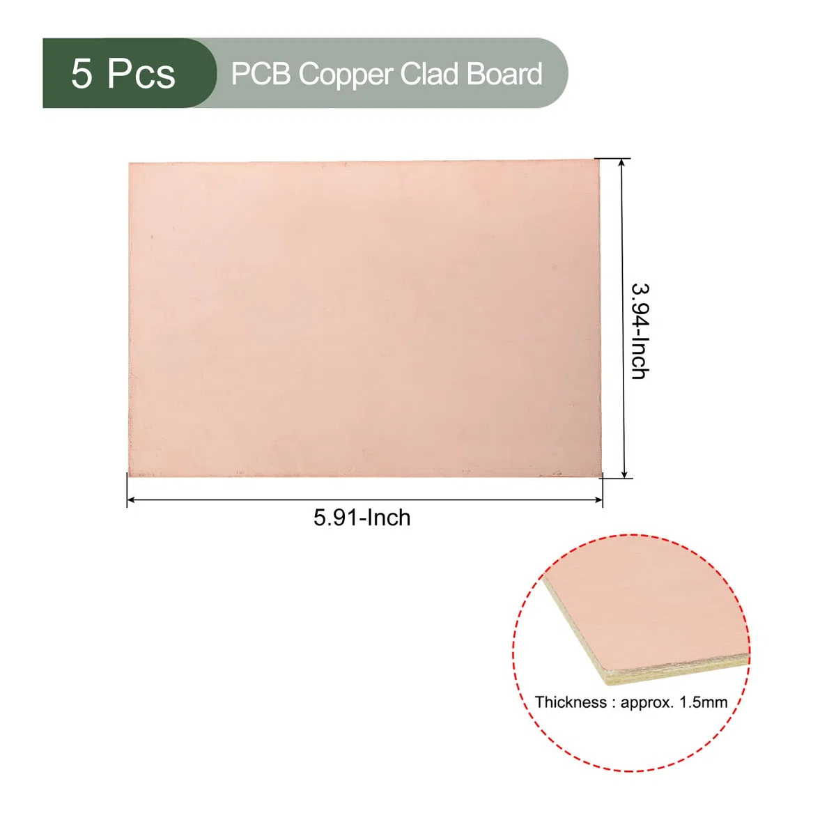 YOKIVE 5pz PCB Rame Rivestimento Scheda, FR4 Doppio Lato Circuito Schede, Eccezionale per Elettronica Hobby, Incisione, Circuito Progetti (150mmx100mmx1.5mm)
