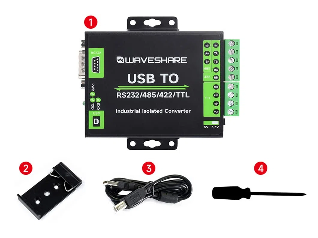 Convertitore USB di grado industriale a RS232/485/422/TTL a bordo FT232RNL Supporto Mac Linux Android Windows 11 10 8.1 8 7 Protezione multipla
