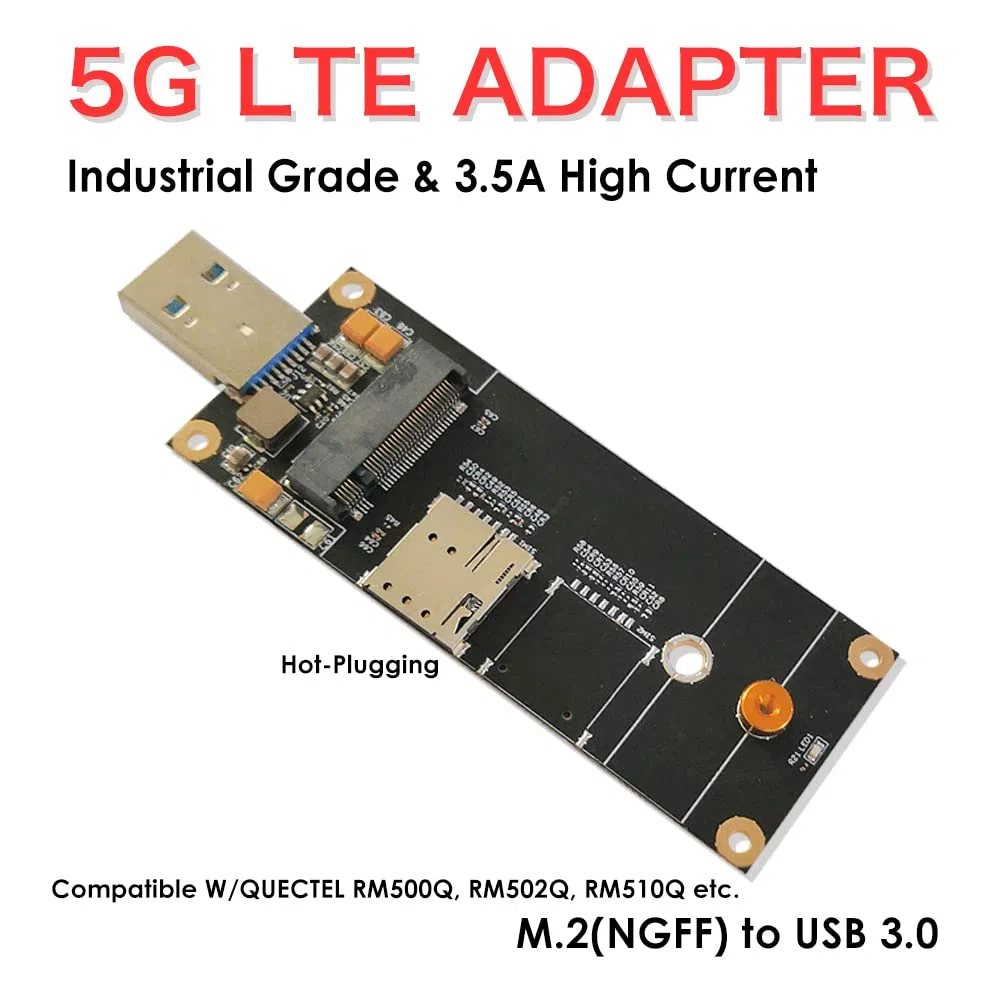 EXVIST 5G LTE Industrial M.2 (NGFF) a USB3.0 Adattatore W/NANO SIM Card Slot Per Modulo 5G LTE Come Quectel RM500Q ecc Applicabile per M2M & IoT Applicazioni Come Raspberry Pi Router Industriale ecc.