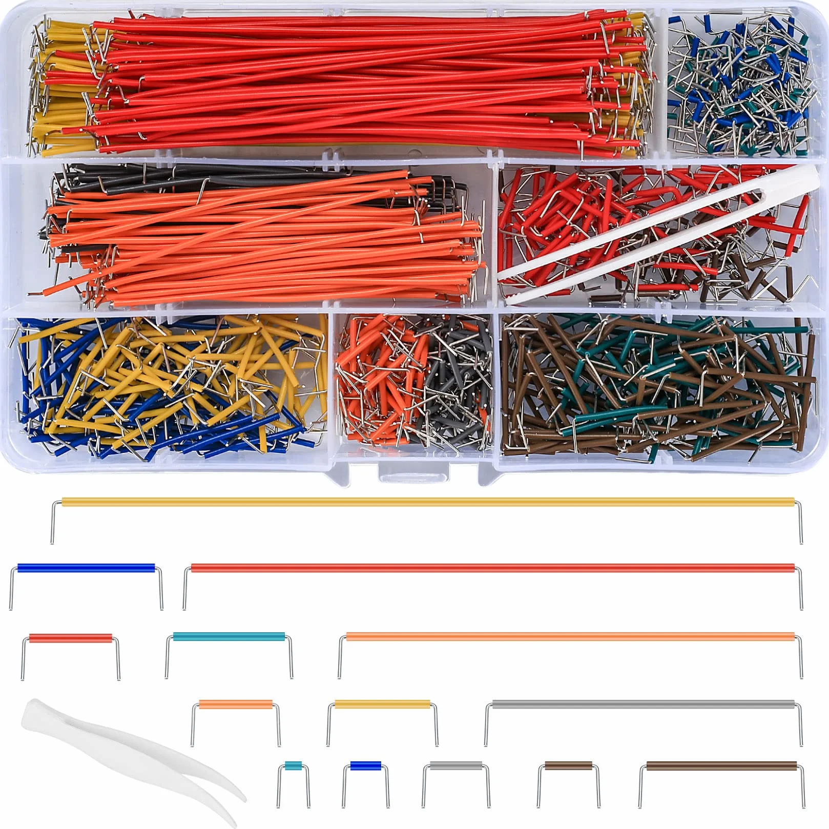 840 Pezzi Breadboard Jumper Wires Filo Assorted Kit, Cavo di Collegamento della U Shape Jumper Wires Breadboard Maschio a Maschio 14 Lunghezza, con Clip di Plastica
