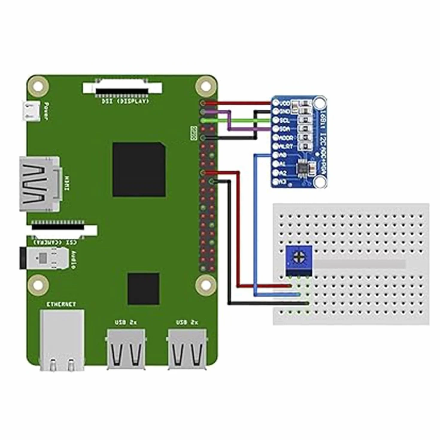 3 adattatori ADS GERUI-1115 (16 bit), convertitori analogici digitali ADC, a bassa potenza (20uA), possono essere utilizzati su rilevazione di corrente e strumenti portatili a bassa velocità