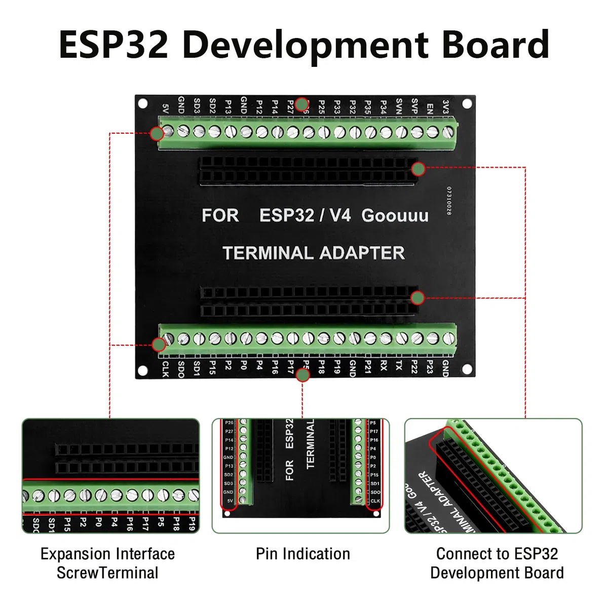 Heemol 2 pezzi per ESP32 scheda breakout GPIO 38PIN per scheda di espansione scheda di sviluppo ESP32 per breadboard