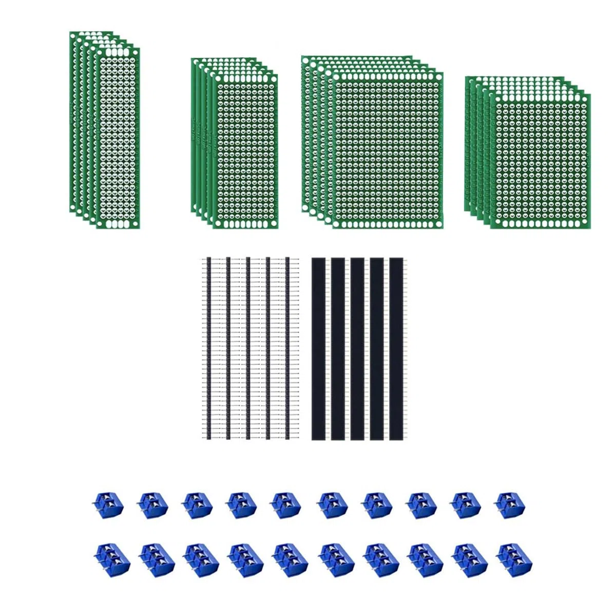 MMOBIEL 60 Pezzi Set di circuiti stampati per prototipi con terminali a vite 2/3 piedini Maschio/Femmina, set universale con kit fai da te per progetti elettronici con Arduino