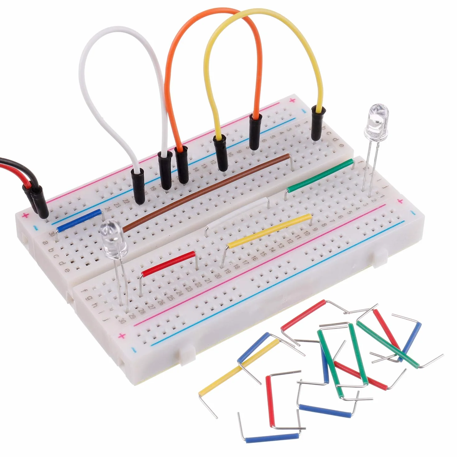 BOJACK Breadboard Kit Breadboard senza Saldatura 2 Pcs 830 Punti ＆ 2 Pcs 400 Punti ＆ 126 Pcs Flessibili Breadboard Ponticelli Breadboard Jumper Wire Set (3 Valori 130 Pezzi)
