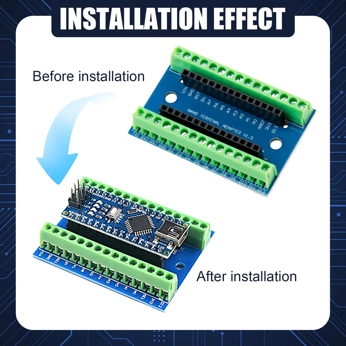 Scheda di espansione Nano IO Shield V1.O, semplice scheda di espansione con morsetti a vite, compatibile con Nano versione 3.0 e versioni precedenti, ideale per progetti Arduino Nano