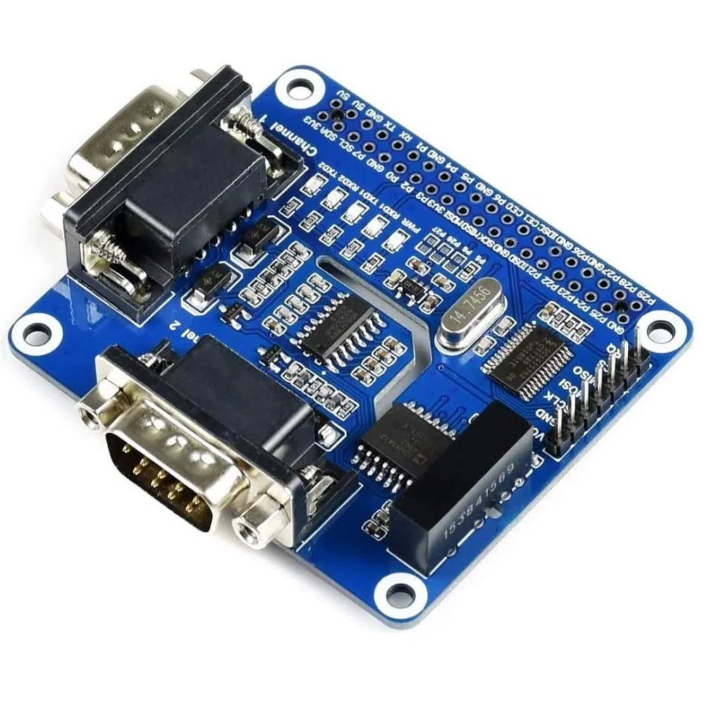 2-Channel Isolated RS232 Expansion HAT for Raspberry Pi 4B/3B+/3B/2B/Zero/Zero W, SC16IS752+SP3232 Solution, Converts SPI to RS232,With Multi Onboard Protection Circuits