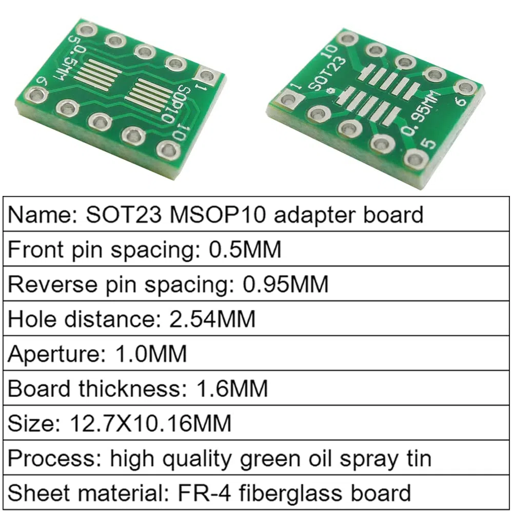 50 Pezzi Adattatore Piastra SOT23 MSOP 10 UMAX Turn Dip 10 Piastra di Adattamento 0,5mm 0,95mm Pitch