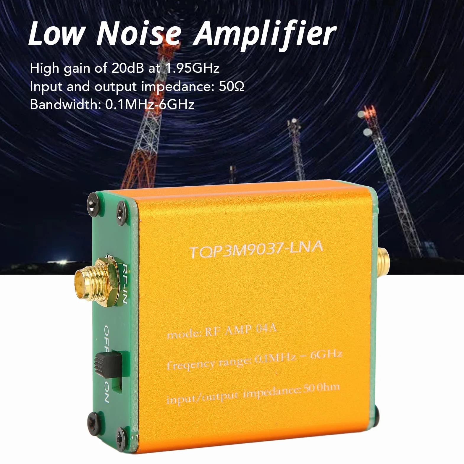 Amplificatore a Basso Rumore da 0,1 MHz a 6 GHz, Amplificatore LNA Ad Alto Guadagno da 20 DB per Onde Corte, Radio FM, Modulo Preamplificatore di Potenza RF, Connettore SMA(Spedito senza batteria)