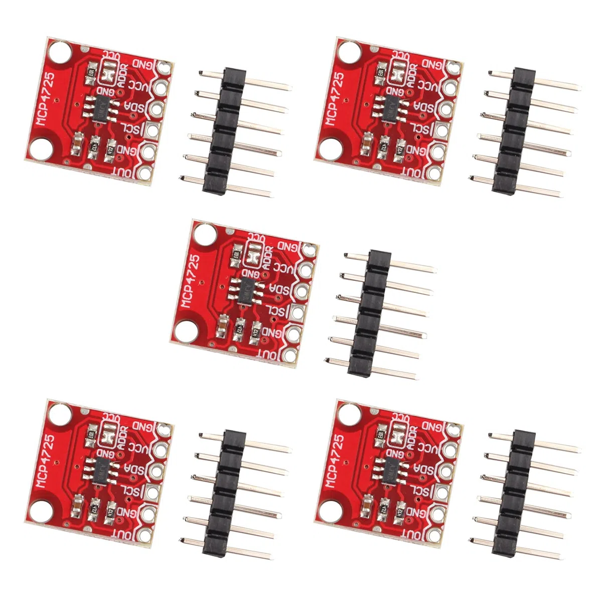 5 Pezzi MCP4725 modulo Breakout I2C DAC Risoluzione 12 Bit Scheda di Sviluppo DAC I2C da 2,7 V a 5,5 V Fornitura con EEPROM Compatibile con Arduino Raspberry Pi
