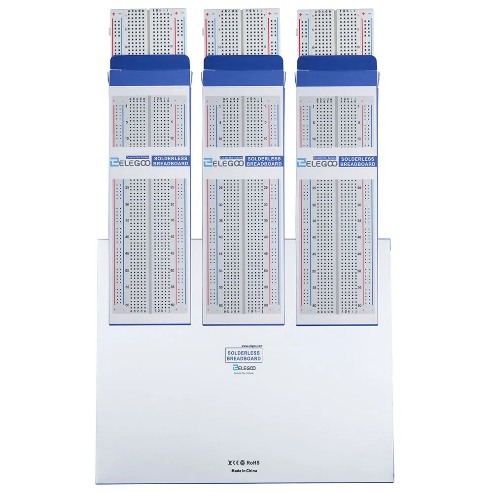 ELEGOO Breadboard 830 Point 3 pezzi Kit Scheda PCB Prototipo Senza Saldatura per Blocchi di Collegamento di Distribuzione Proto Shield per Arduino