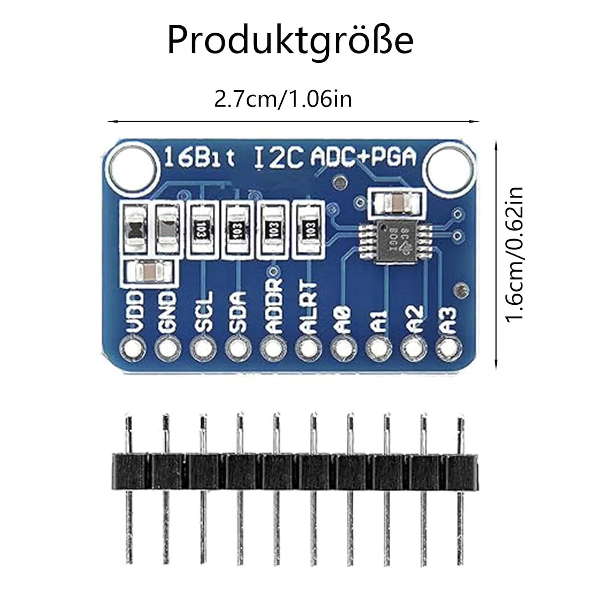 GERUI 3 pezzi ADS ADC 1115 (16 bit) convertitore digitale analogico ADC Development Board Modul,Basso consumo energetico (20uA), Può essere utilizzato su rilevazione di corrente e strumenti portatili