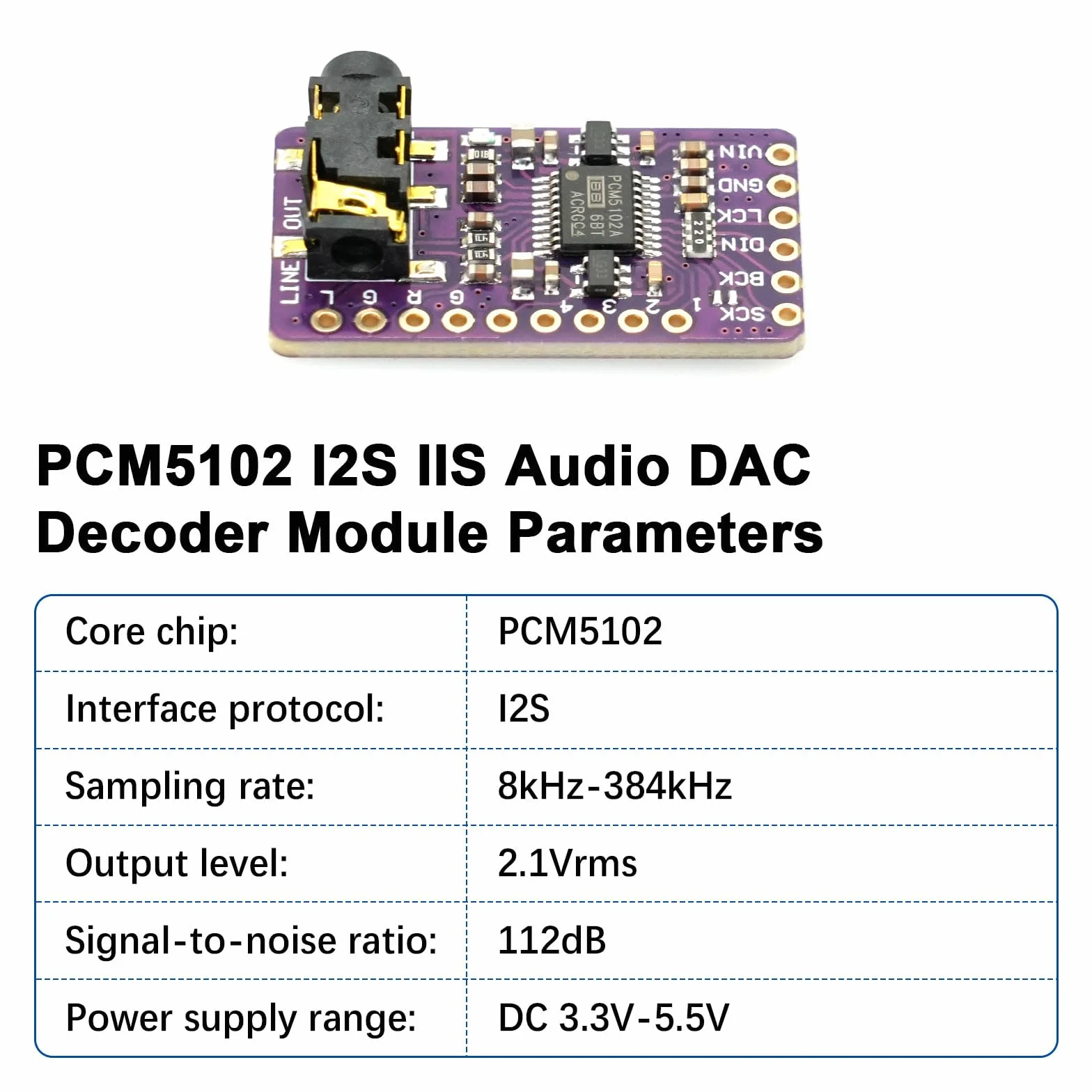PCM5102 I2S IIS Convertitore digitale-analogico DAC stereo Modulo AYWHP 3 PCS Modulo convertitore audio digitale lossless con