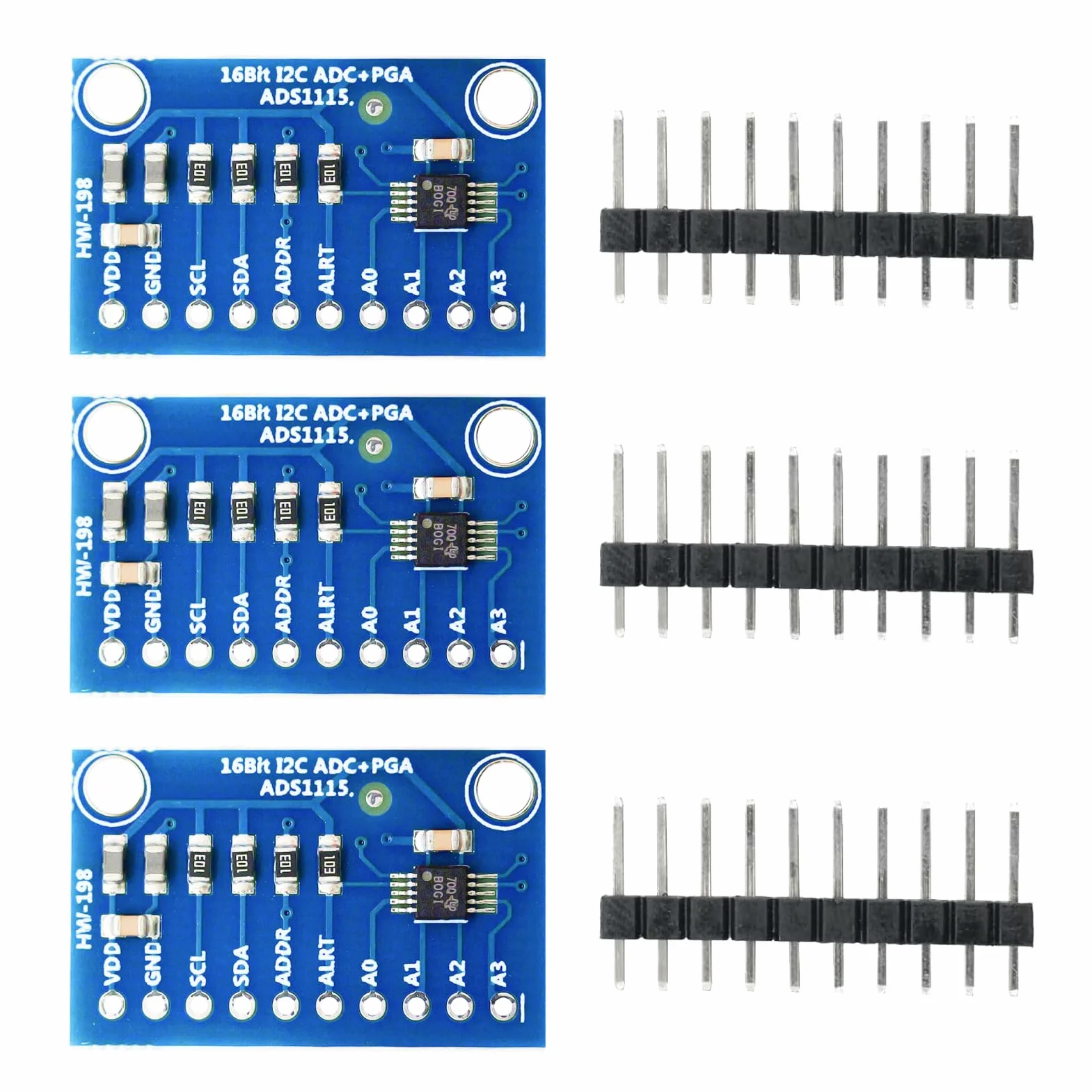 3pcs ads1115 16-bit adc module Convertitore Analogico-Digitale 16 Bit 4 Canali con Interfaccia I2C per Microcontrollori for Arduino, Raspberry Pi e Progetti ESP32 ads1115 for adafruit