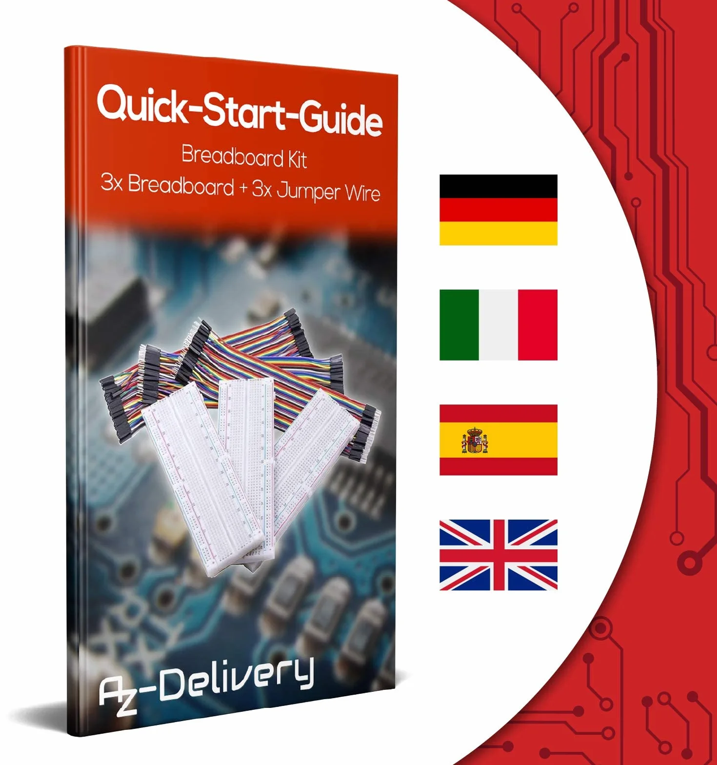 AZDelivery 3 x Breadboard Kit - Jumper Wire Cavetti Kit + 3 x Breadboard MB102 830 compatibile con Arduino incluso un E-Book!