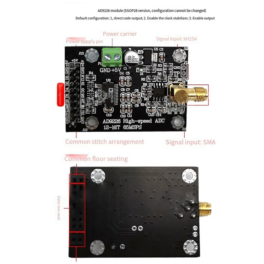 AD9226 Modulo ADC Ad Alta Velocità di Acquisizione del Segnale PCB di Conversione Analogico-Digitale 65M Scheda di Sviluppo FPGA Campionamento