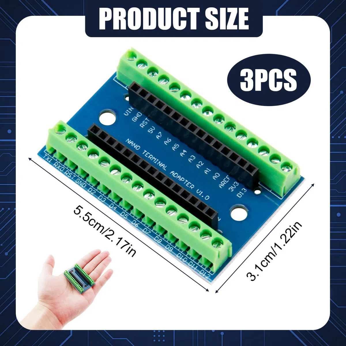 Scheda di espansione Nano IO Shield V1.O, semplice scheda di espansione con morsetti a vite, compatibile con Nano versione 3.0 e versioni precedenti, ideale per progetti Arduino Nano