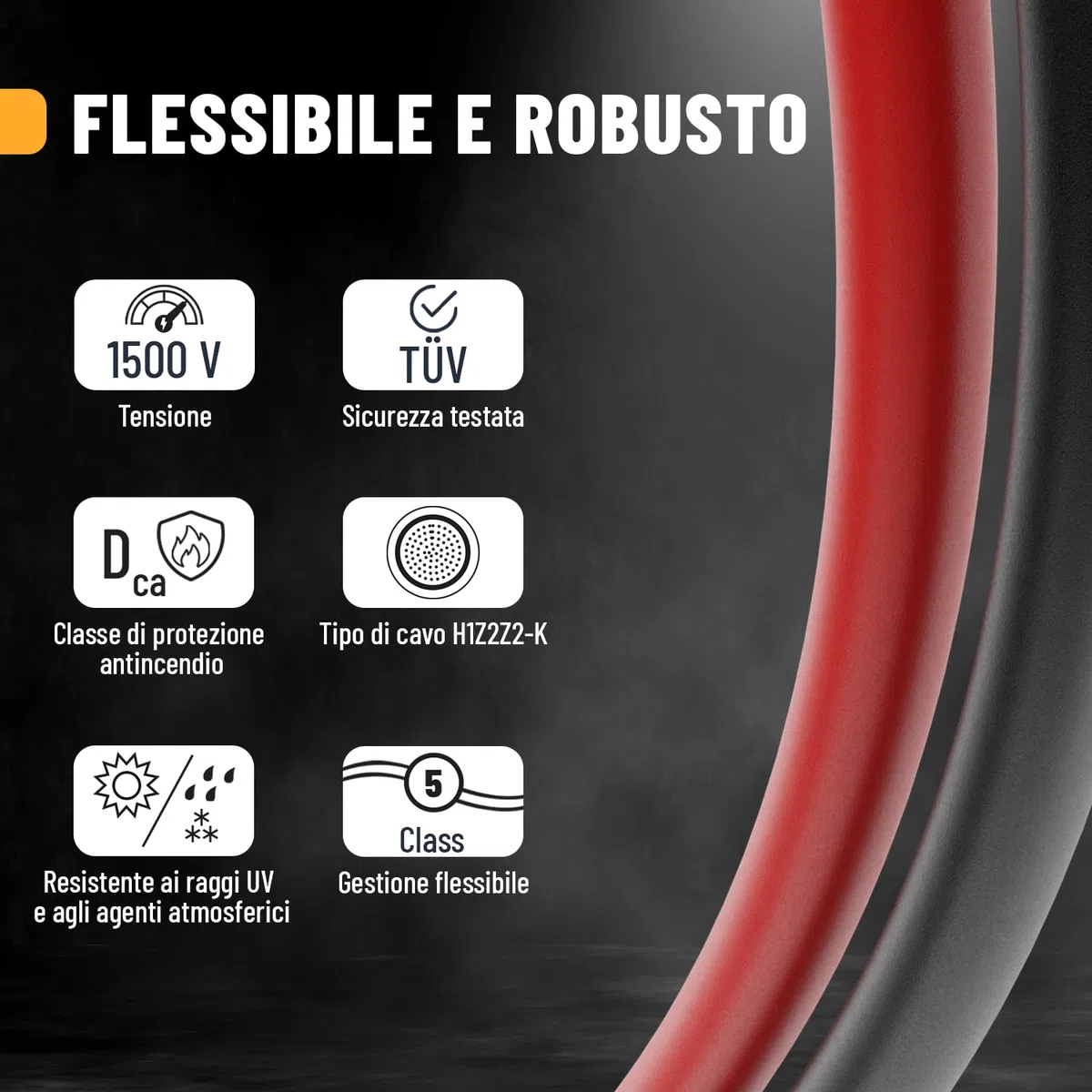 ABSINA 2x Cavo fotovoltaico 6 mm 10m H1Z2Z2-K nero & rosso - Cavo solare 6mm 10m resistente ai raggi UV - pannello solare, prolunga mc4, pannello fotovoltaico