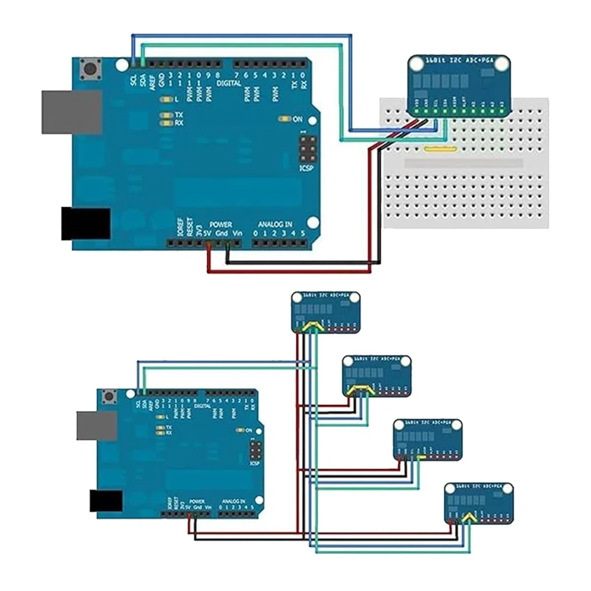 GERUI 3 pezzi ADS ADC 1115 (16 bit) convertitore digitale analogico ADC Development Board Modul,Basso consumo energetico (20uA), Può essere utilizzato su rilevazione di corrente e strumenti portatili