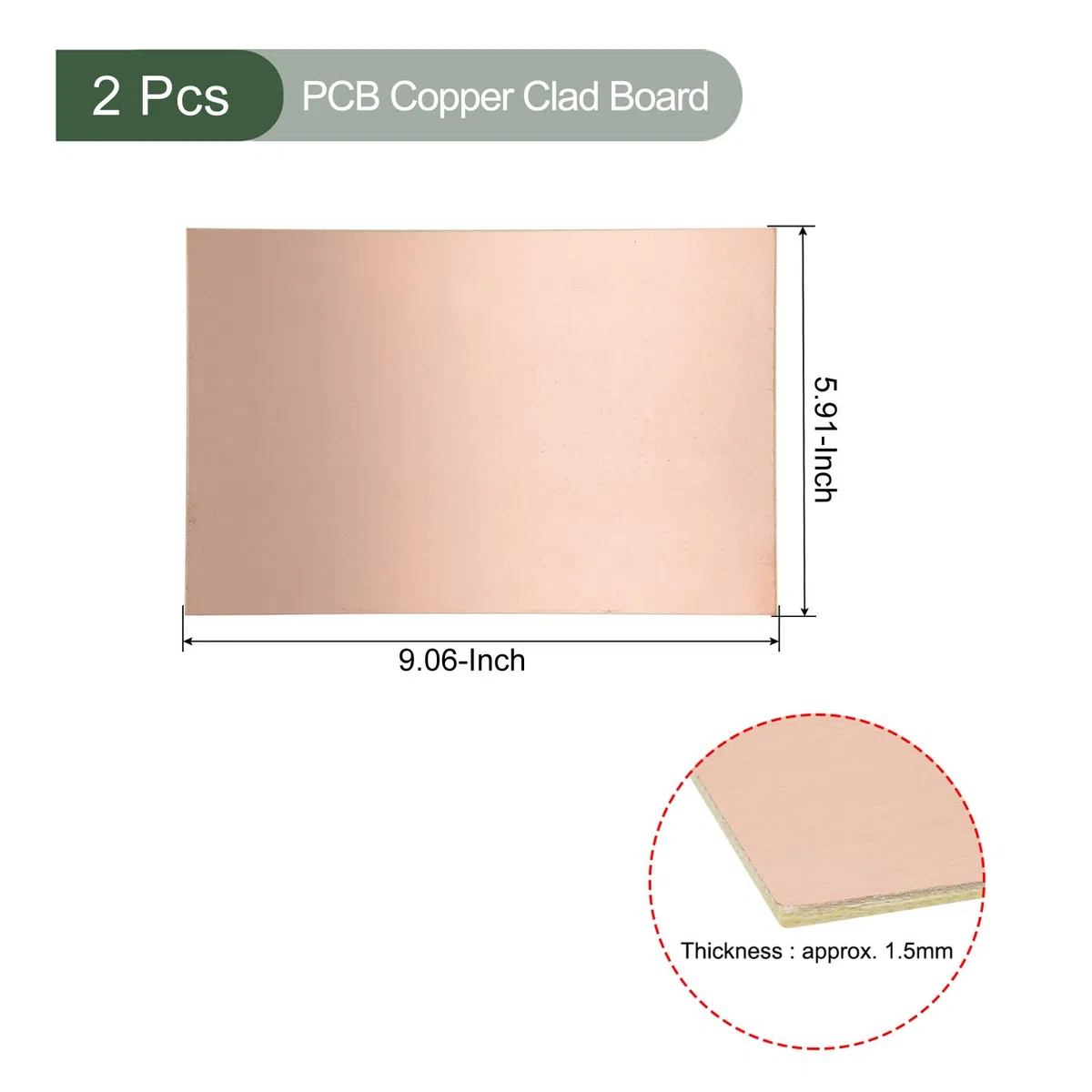 YOKIVE 2pz PCB Rame Rivestimento Scheda, FR4 Doppio Lato Circuito Schede, Eccezionale per Elettronica Hobby, Incisione, Circuito Progetti (230mmx150mmx1.5mm)