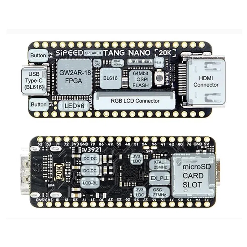 Sipeed Tang Nano 20K FPGA Scheda di sviluppo RISCV Linux Giocatore di giochi retrò (senza pin header saldato)