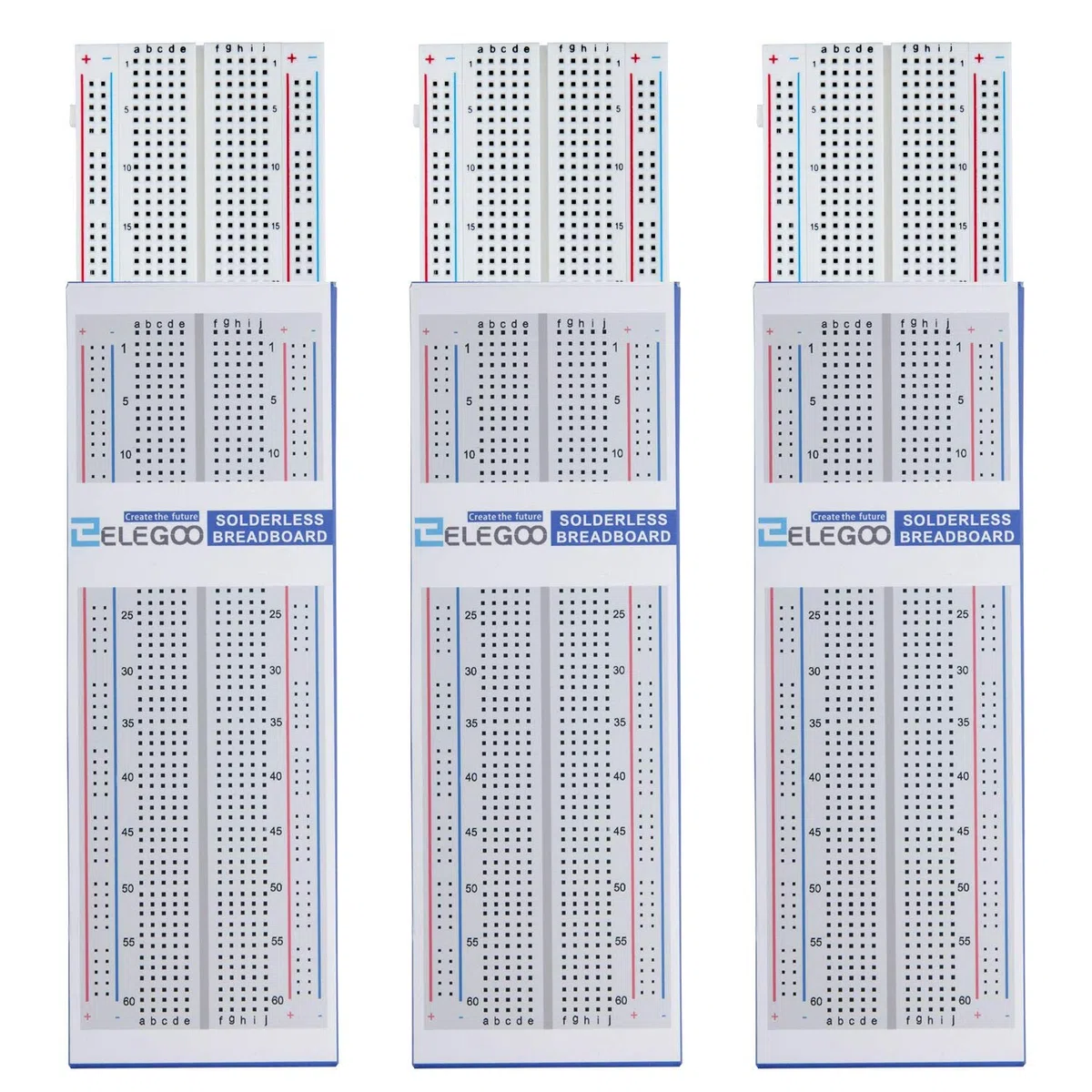 ELEGOO Breadboard 830 Point 3 pezzi Kit Scheda PCB Prototipo Senza Saldatura per Blocchi di Collegamento di Distribuzione Proto Shield per Arduino