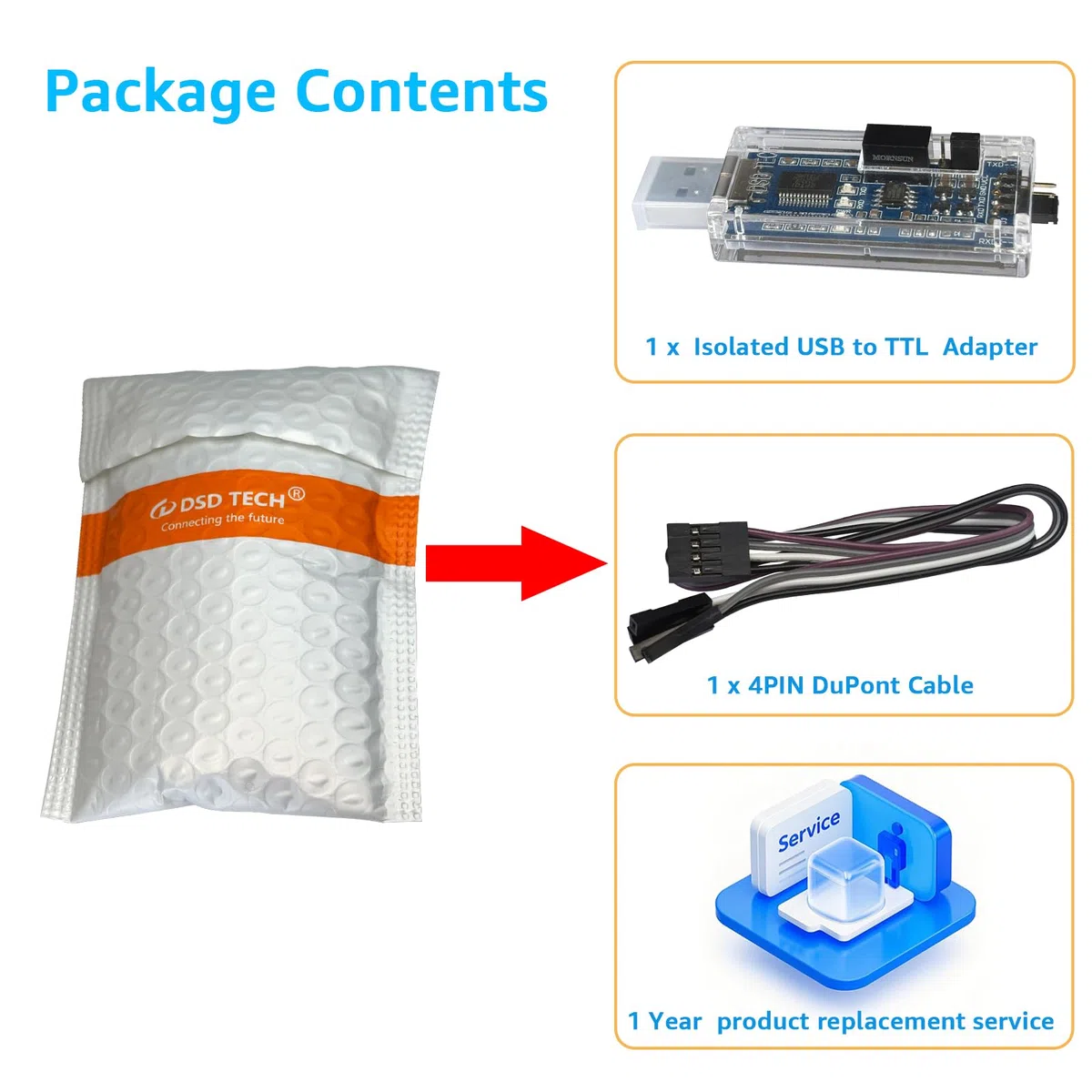 DSD TECH SH-U09C3 Adattatore da USB a TTL isolato con FTDI FT232RL IC