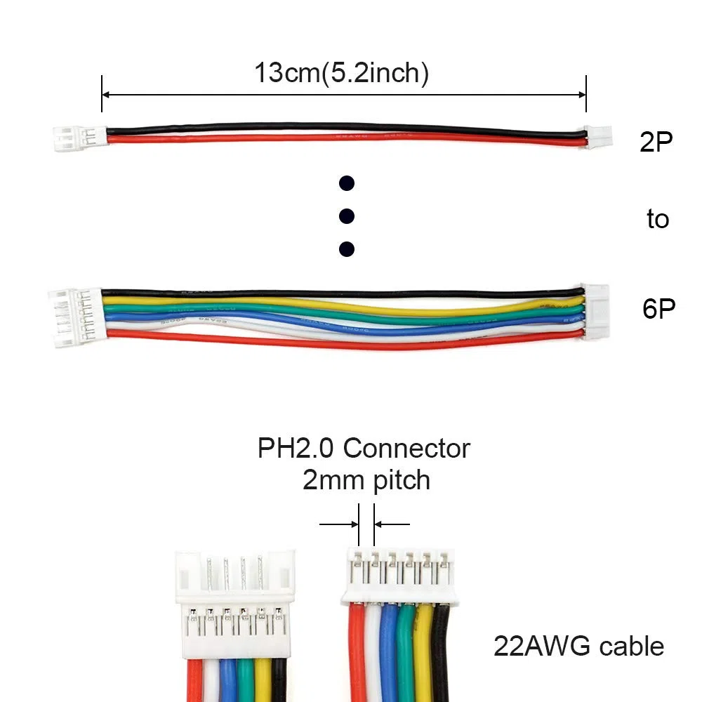 Kit di cavi pre-crimpati con connettore PH 2.0 compatibile con JST-PH2.0 mm per batteria Arduino mkr1010 MKR Zero e MKR Vidor 4000 (connettore femmina e maschio e cavo)