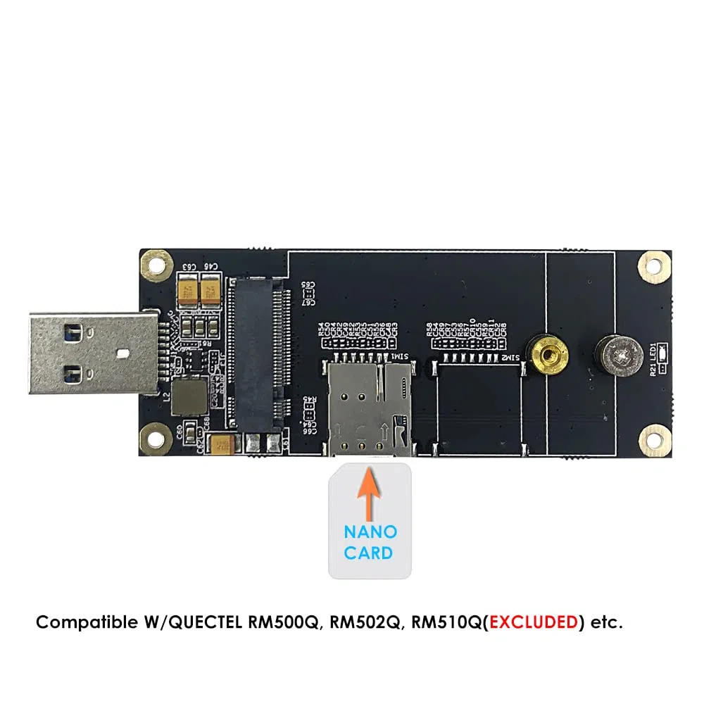 EXVIST 5G LTE Industrial M.2 (NGFF) a USB3.0 Adattatore W/NANO SIM Card Slot Per Modulo 5G LTE Come Quectel RM500Q ecc Applicabile per M2M & IoT Applicazioni Come Raspberry Pi Router Industriale ecc.