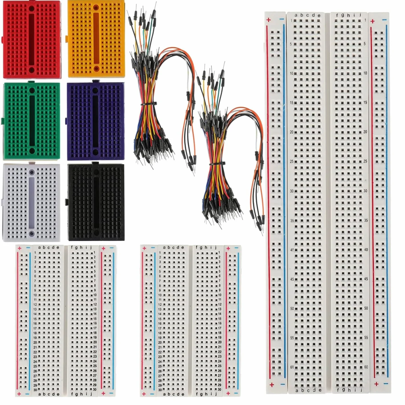 GTIWUNG Basetta Piastra Sperimentale Breadboard Kit, 9 Pezzi 170 & 400 & 830 Punti Mini Breadboard + 130 Pezzi Cavetti Jumper Filo Multicolore Wire