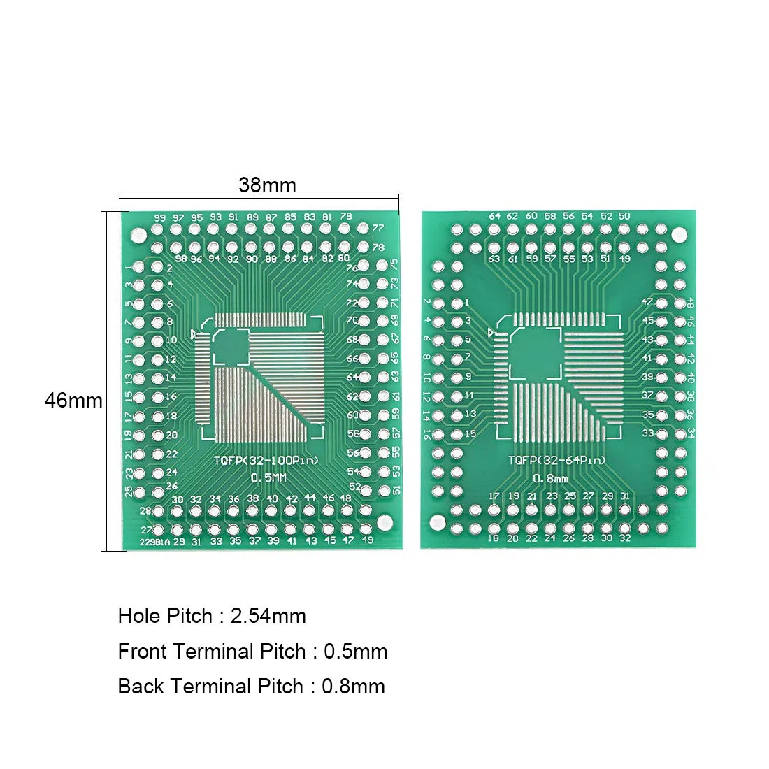 sourcingmap TQFP (32-100PIN) 0.5 / TQFP (32-64PIN) 0.8 a DIP Adattatore PCB Board Surface Mounted Devices Converter 10pcs