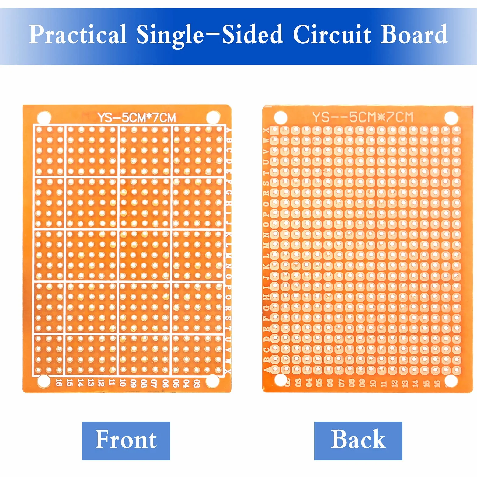 Scheda di Prototipi Bachelite PCB 50 Pz Circuito Stampato Universale Schede Circuiti a Doppio Lato per Saldare Elettronica Laboratorio Fai da te, 5 X 7 cm
