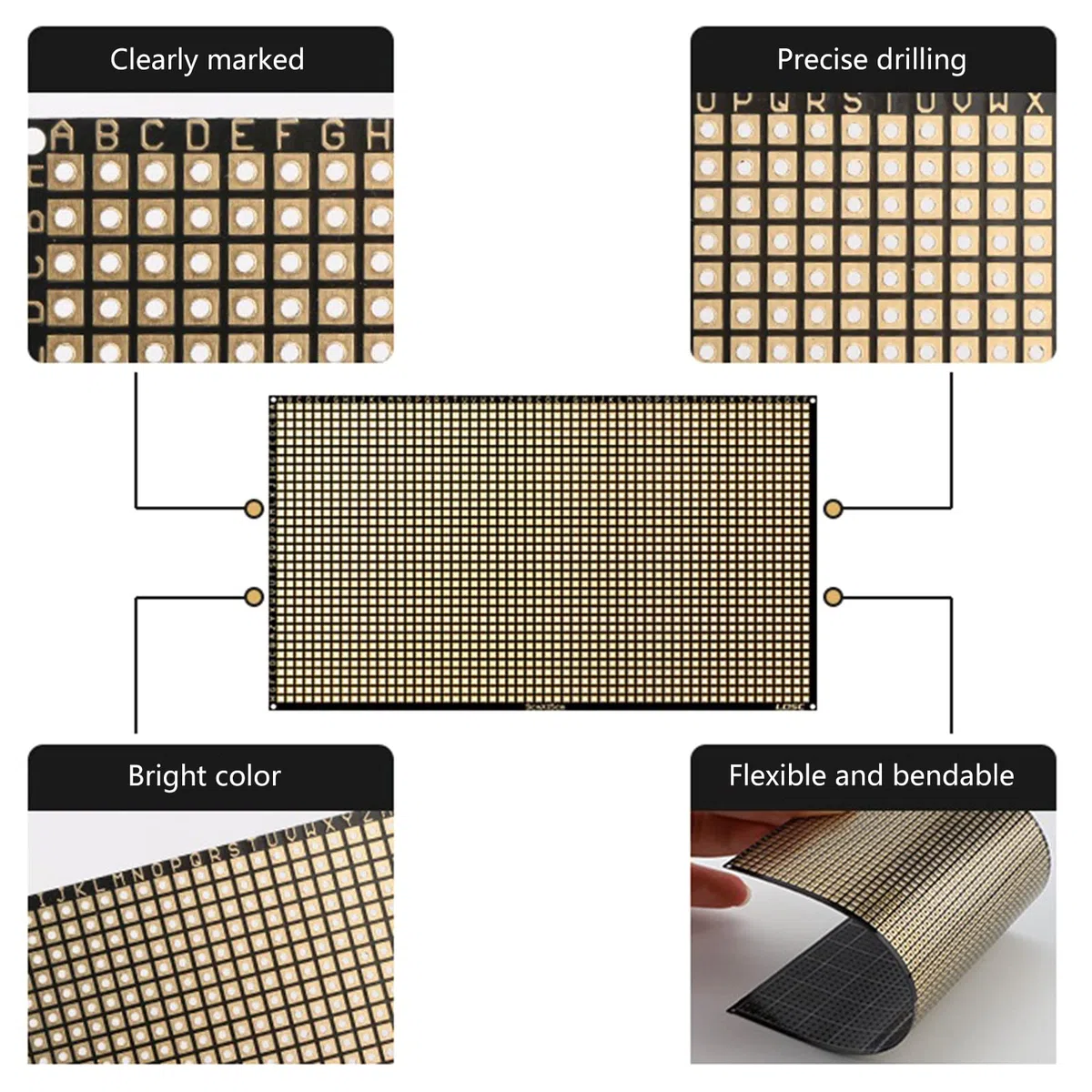 60x80mm Morbido Sottile PCB Flessibile Doppio Lato FR4 Laminato Breadboard Circuit Board Prototipi Matrici Carta Stampa Portatile