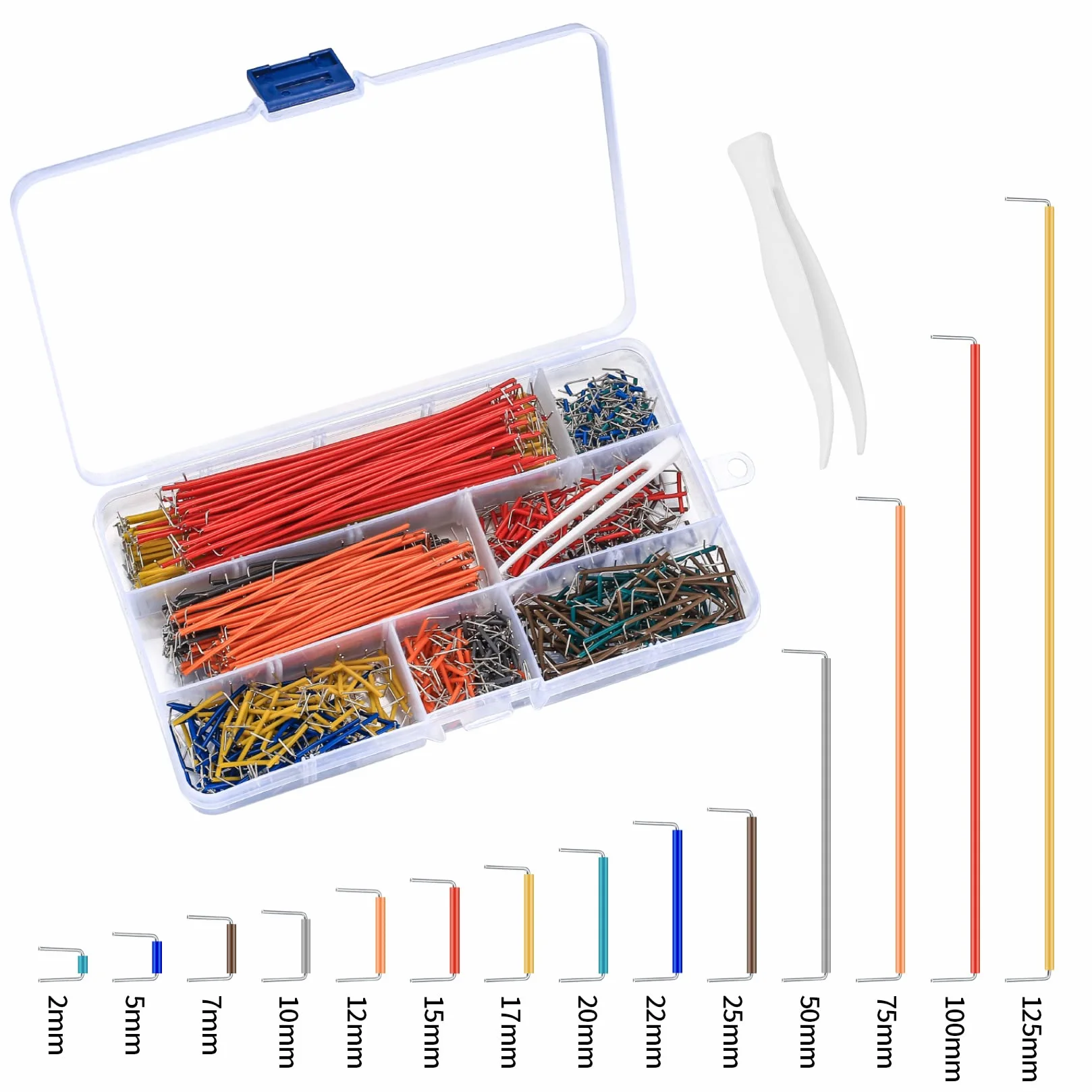 840 Pezzi Breadboard Jumper Wires Filo Assorted Kit, Cavo di Collegamento della U Shape Jumper Wires Breadboard Maschio a Maschio 14 Lunghezza, con Clip di Plastica