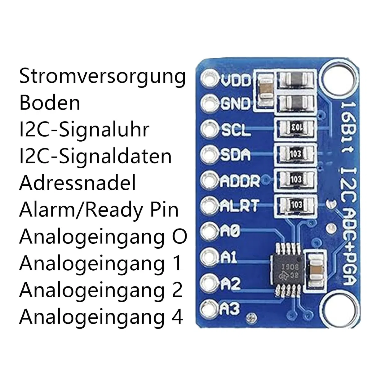 GERUI 3 pezzi ADS ADC 1115 (16 bit) convertitore digitale analogico ADC Development Board Modul,Basso consumo energetico (20uA), Può essere utilizzato su rilevazione di corrente e strumenti portatili