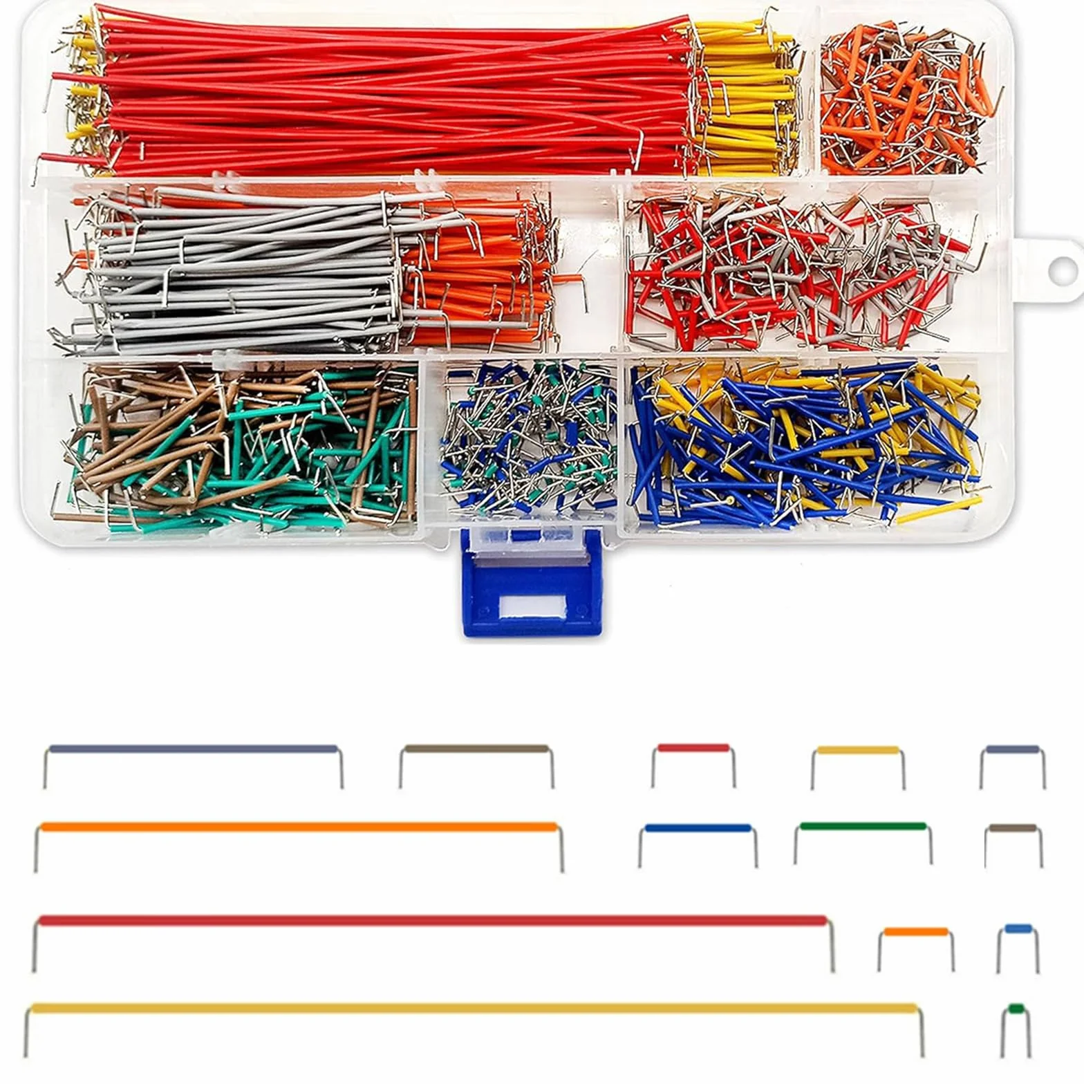 840 Pezzi Flessibile Fili Jumper Kit, 14 Lunghezza Fili Jumper Breadboard 2-125mm, Multicolore U Forma un Cavo Jumper, Filo Jumper con Trasparente Scatola per Saldatura a Circuito Chiuso