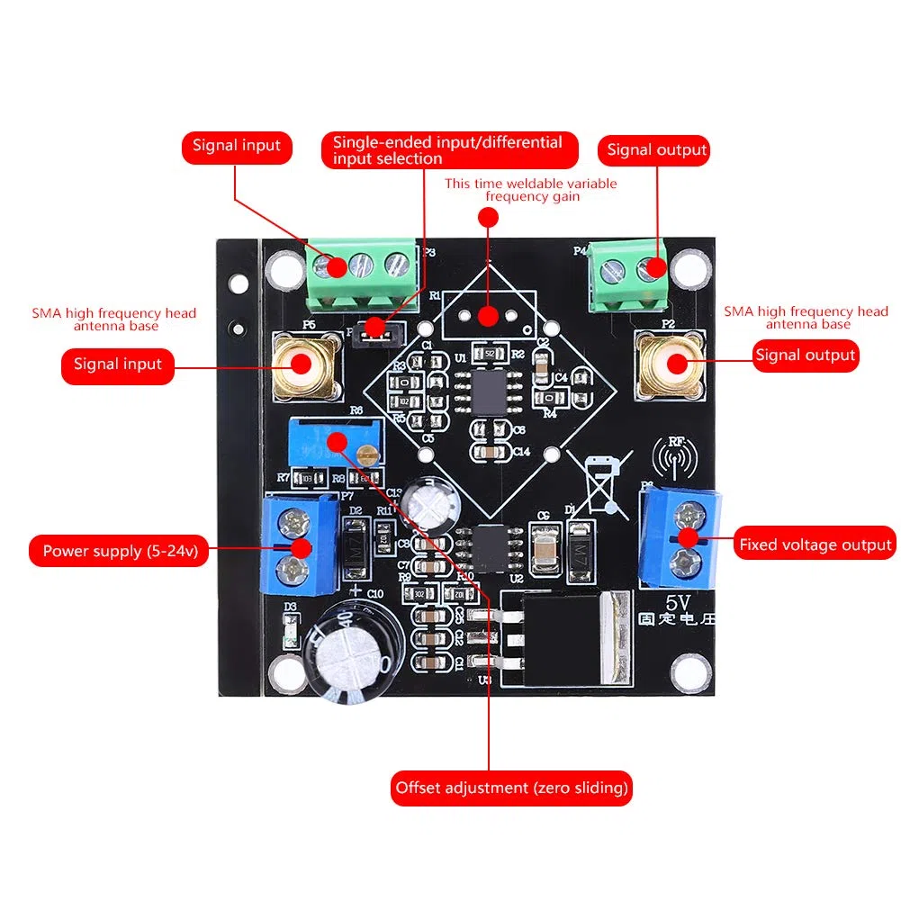 Modulo Amplificatore di Tensione Ad623, Amplificatore Strumentazione Regolabile Mini Modulo, Amplificatore differenziale Segnale Singolo/differenziale Piccolo
