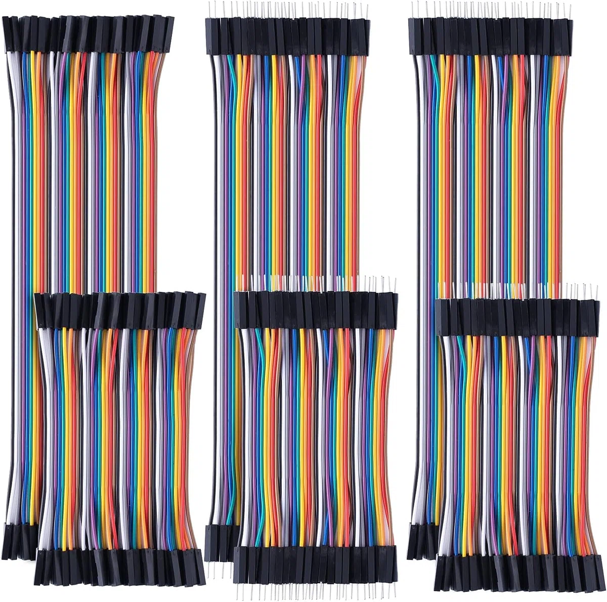 GTIWUNG 6 cavi jumper Wire a 40 pin, breadboard Ribbon Cables, 10 cm e 20 cm, femmina, 24 AWG, per Arduino e Raspberry Pi Breadboard