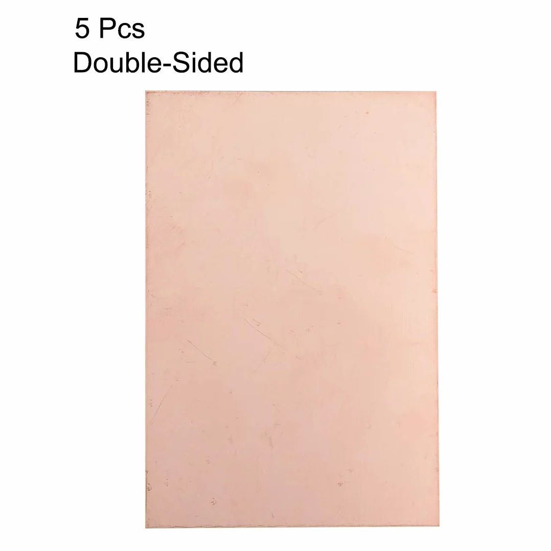 PATIKIL 150x100x1.5mm Rame Rivestito Laminato, 5pz FR4 Bifacciale PCB Circuito Scheda per Fai da Te Prototipazione, PCB Scheda