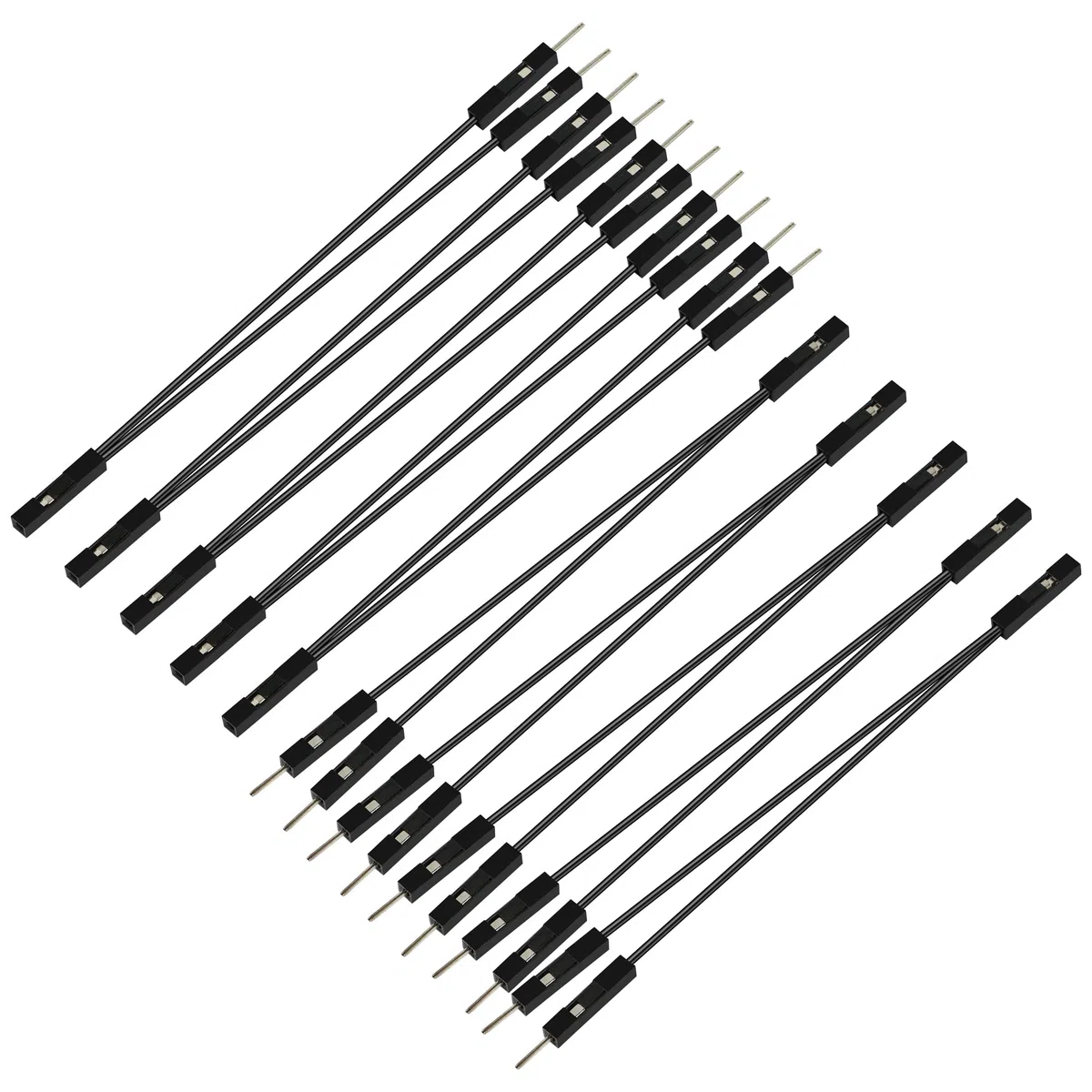 GELRHONR 10Pcs Cavo Dupont 2 Pin Singolo Femmina a Doppio Maschio Ponticello per PC Scheda Madre Potenza Diodo Emettitore di Luce - Nero