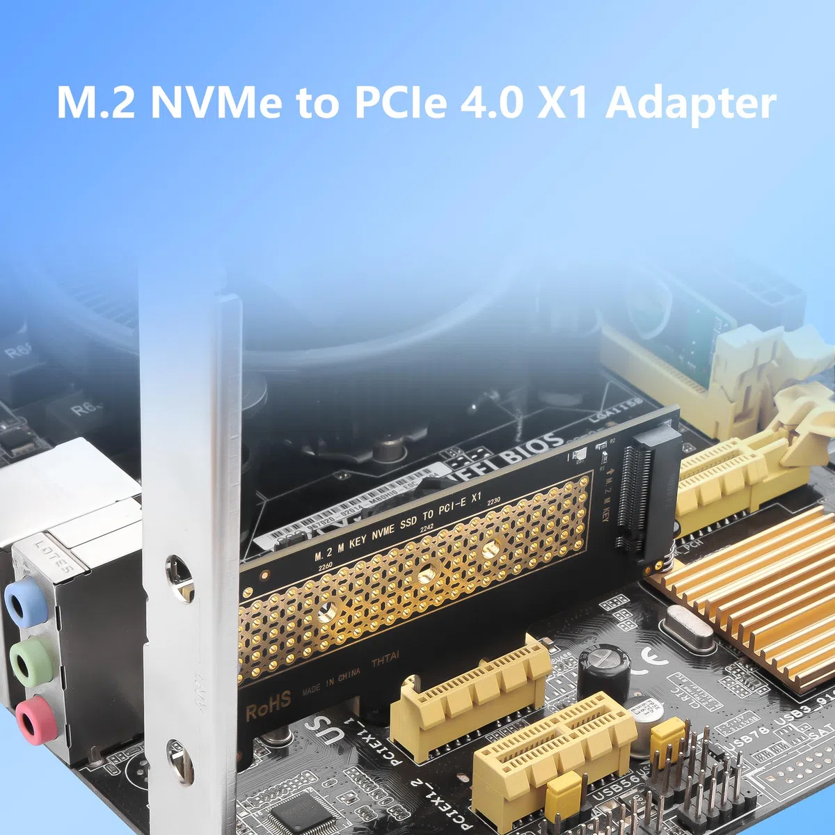 CERRXIAN Adattatore M.2 NVMe a PCIe 4.0 X1, Scheda di Conversione per SSD 2230/2242/2260/2280 M.2 NVMe per Computer Desktop e Portatile, Compatibile con Windows 10 e Windows 7