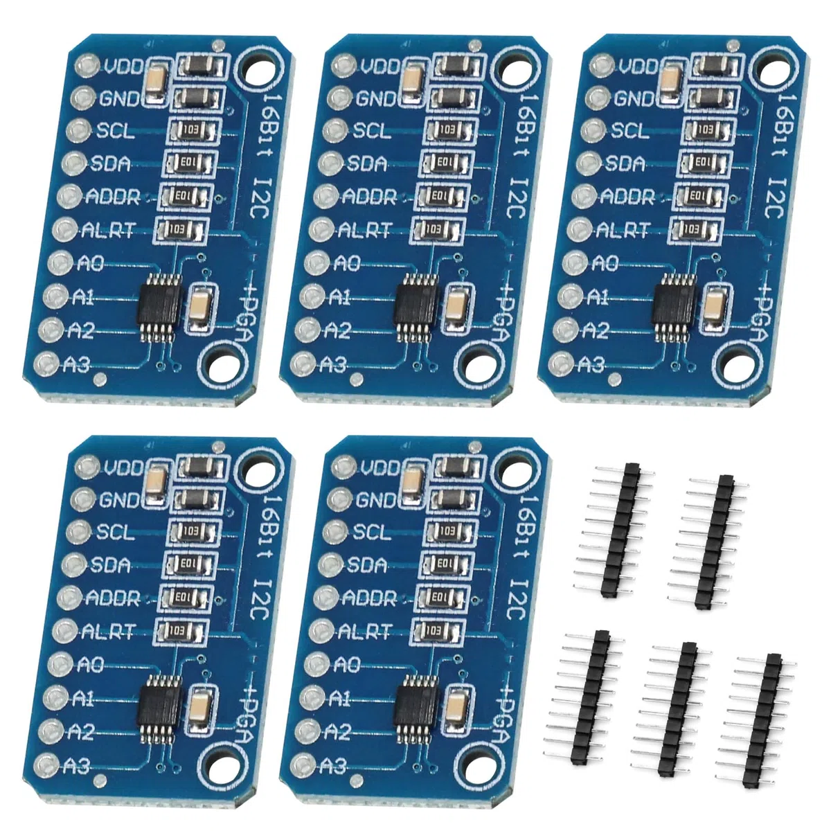 5 pezzi ADC a 16 bit a 4 canali per convertitore analogico-digitale Modulo scheda di sviluppo compatibile con Ard-uino compatibile Modulo scheda di sviluppo Convertitore analogico-digitale