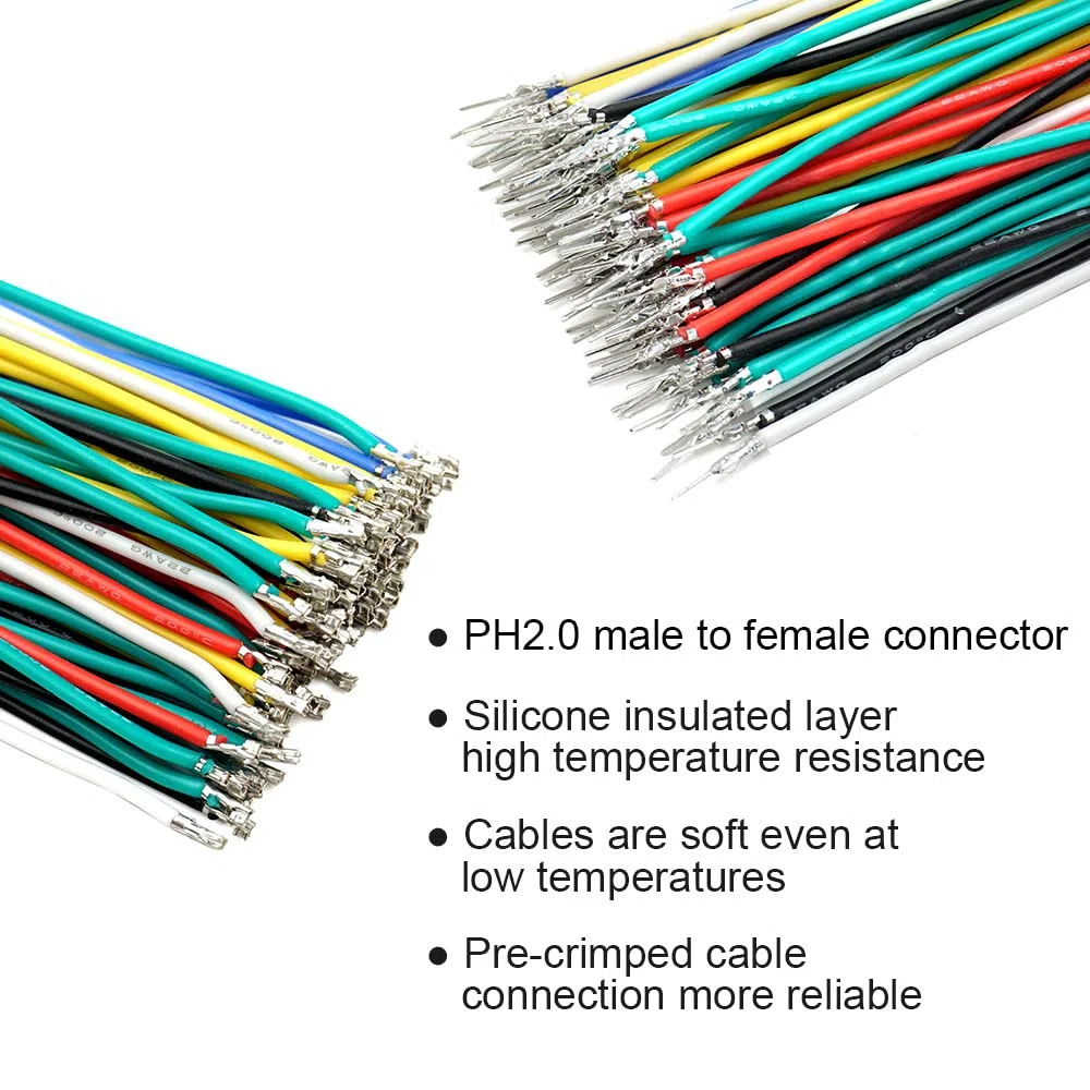 Kit di cavi pre-crimpati con connettore PH 2.0 compatibile con JST-PH2.0 mm per batteria Arduino mkr1010 MKR Zero e MKR Vidor 4000 (connettore femmina e maschio e cavo)