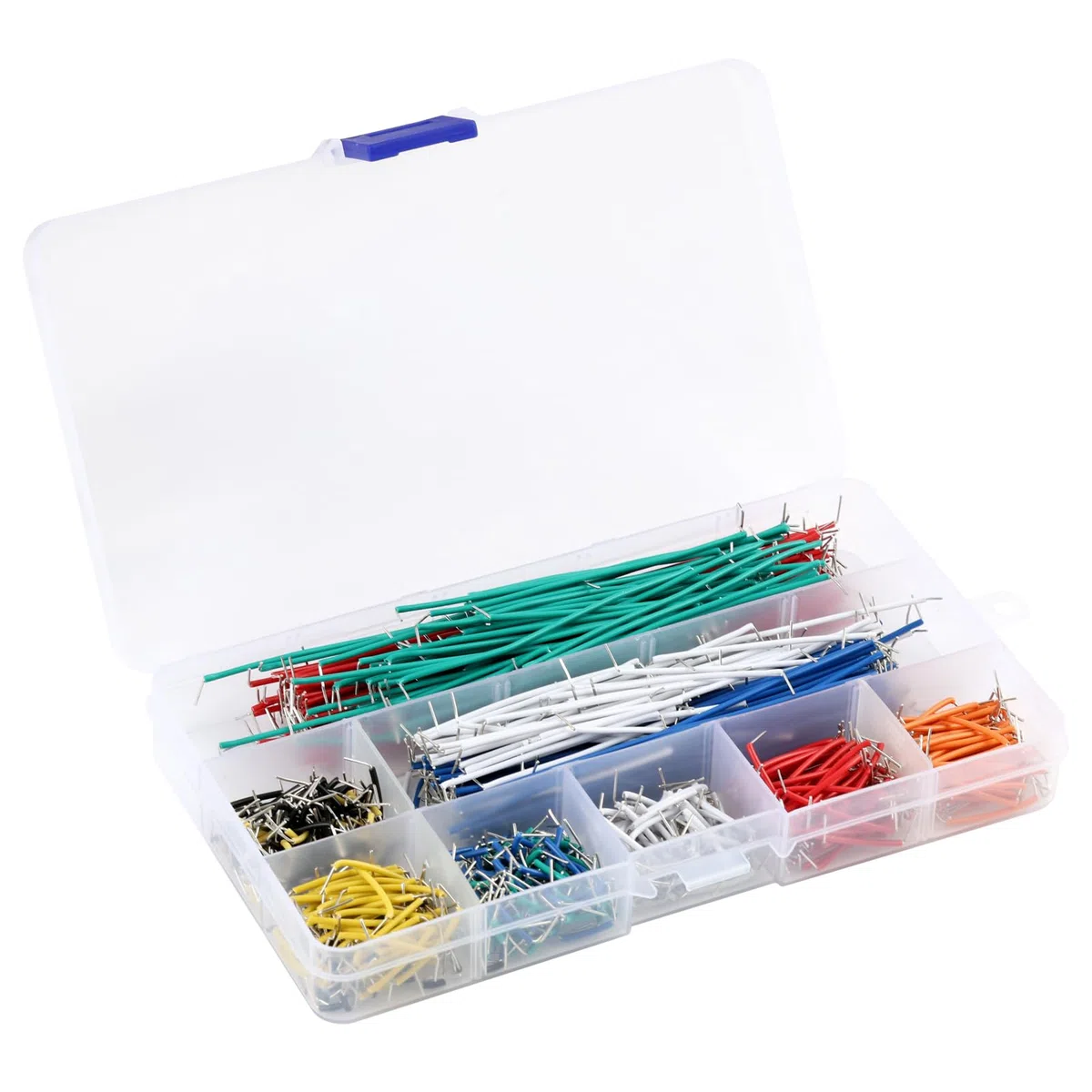 840 Pezzi Cavi Jumper per Breadboard, Cavi Mâle-Mâle a Forma di U, 14 Lunghezze Assortite, U Shape Jumper Wire Breadboard, Scatola di Stoccaggio in Plastica per Progetti Elettronici