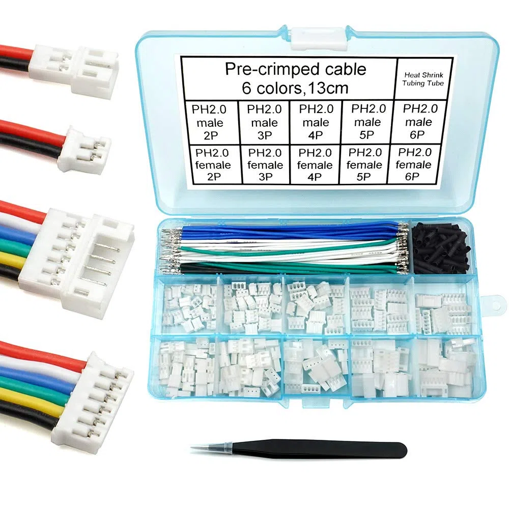 Kit di cavi pre-crimpati con connettore PH 2.0 compatibile con JST-PH2.0 mm per batteria Arduino mkr1010 MKR Zero e MKR Vidor 4000 (connettore femmina e maschio e cavo)