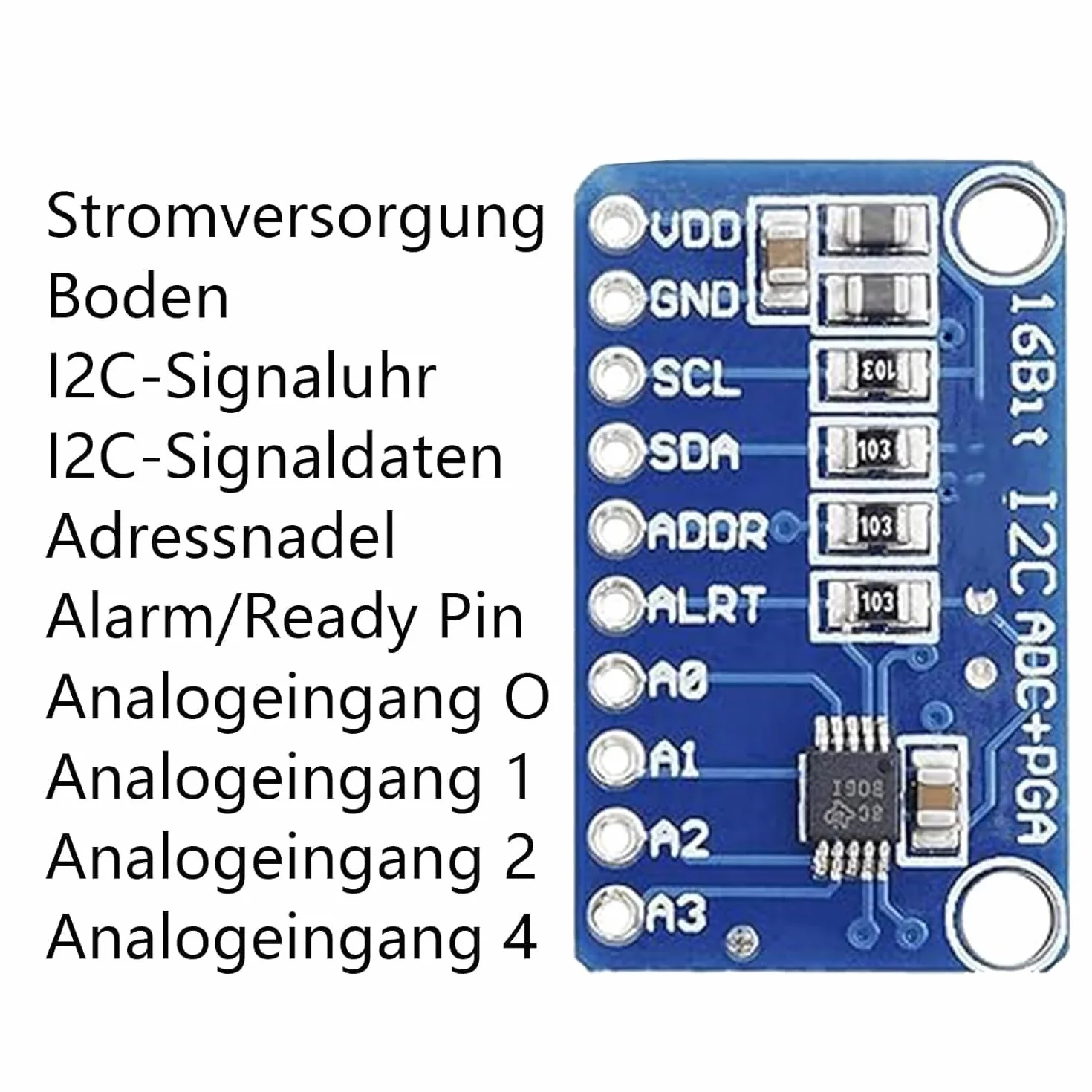 3 adattatori ADS GERUI-1115 (16 bit), convertitori analogici digitali ADC, a bassa potenza (20uA), possono essere utilizzati su rilevazione di corrente e strumenti portatili a bassa velocità