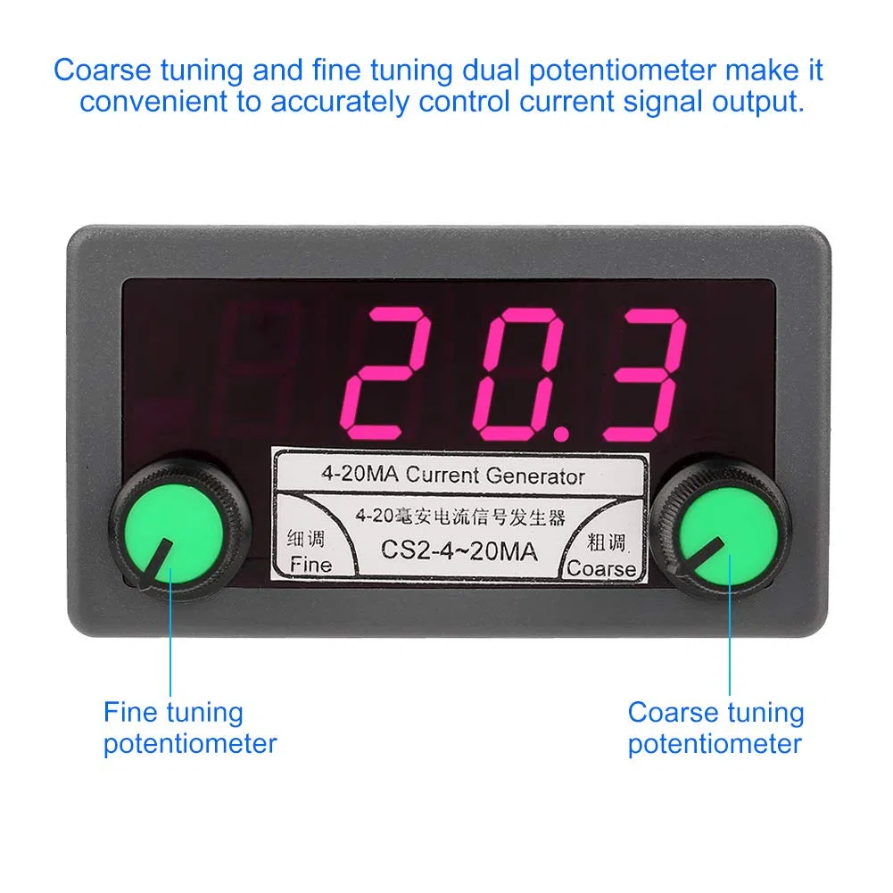 Generatore di Segnale Corrente 4-20mA DC 7-30V, Regolazione Fine per Calibrazione Strumenti Industriali