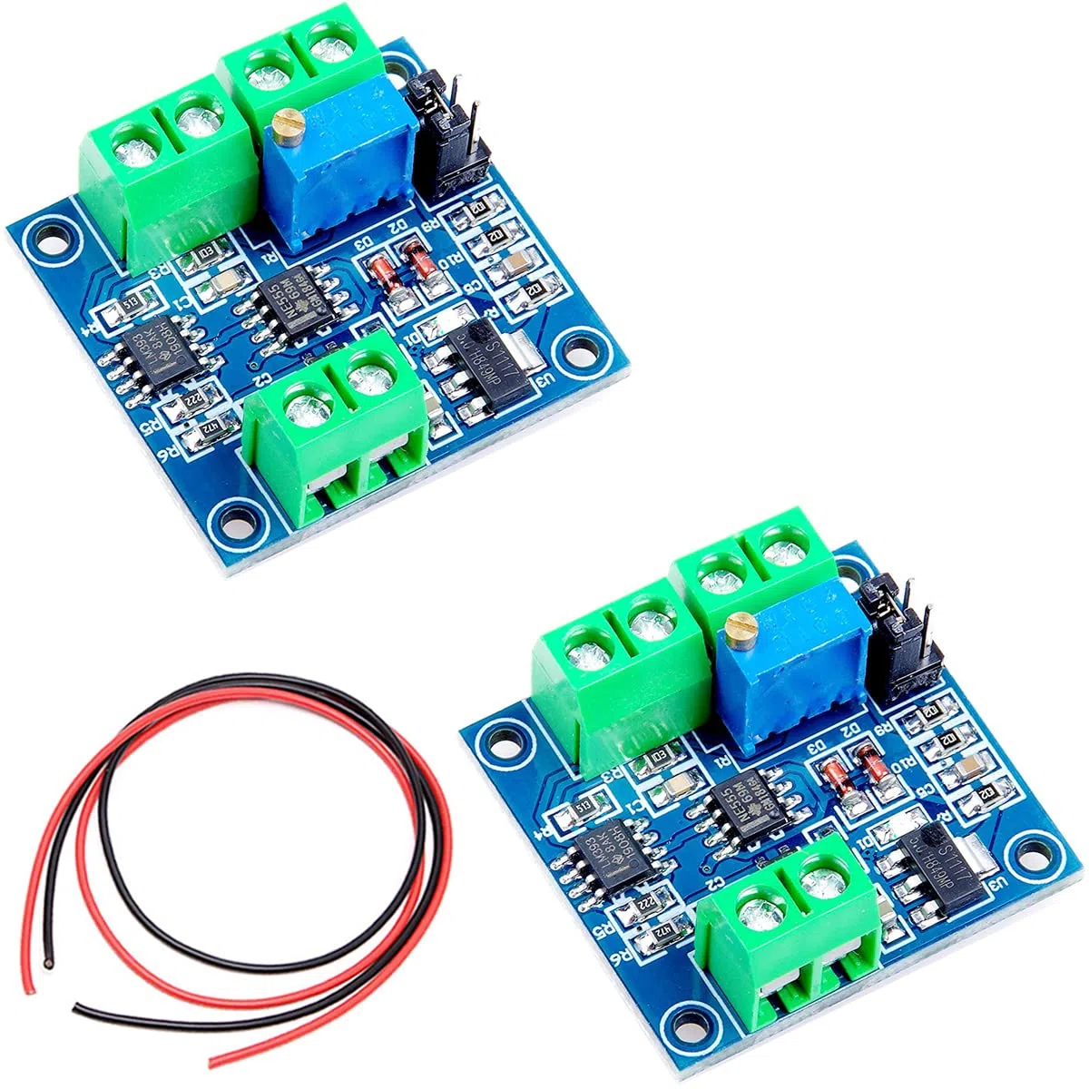 2 pezzi Tensione al modulo PWM Tensione convertita in 0% -100% PWM CC 0-10 V con cavo rosso e nero 26 awg per commutazione dell'interfaccia segnale da digitale ad analogico per PLC